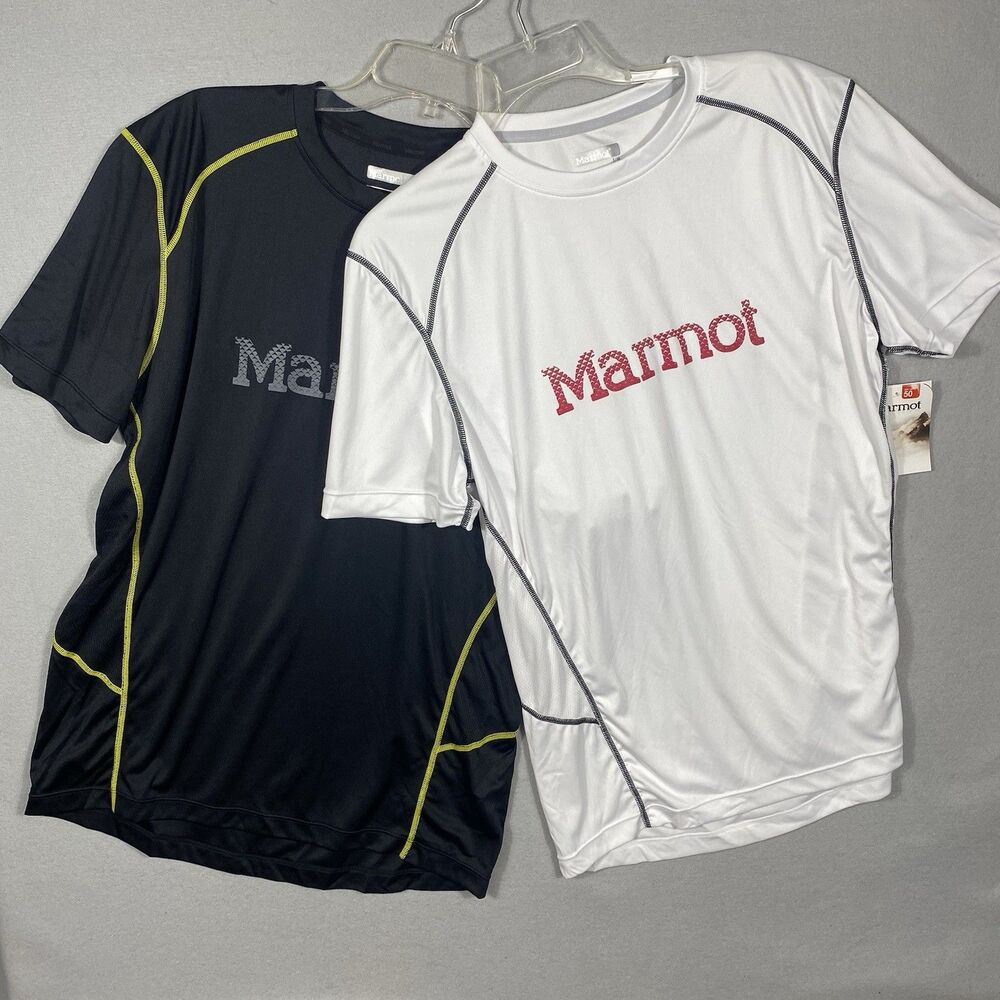 Marmot Shirts Lightweight Outdoors Hiking Mens Size Medium White Black T-shirt